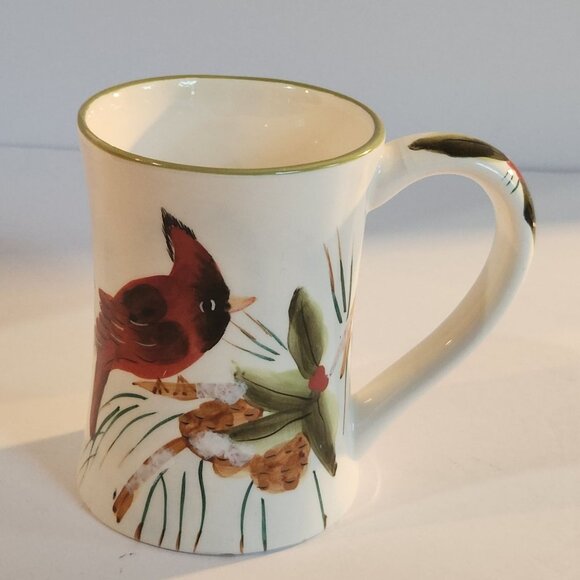Winter Cardinal Coffee Tea Mug Cup by Par Blitzen Red Bird On Limb Design - Picture 1 of 8